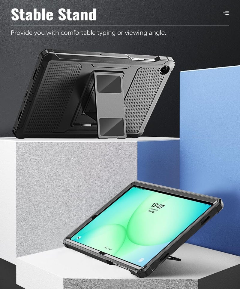 MoKo Case Fit Galaxy Tab A11+ Plus/A9+ 11-Inch 2025/2023, Shockproof Full Body Rugged Stand Back Cover with Built-in Screen Protector for Galaxy Tab A11+/A9 Plus Tablet, Black - Image 5